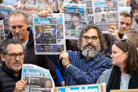 Demonstration Of Journalists And Staff Members Of Le Parisien - Paris AJ