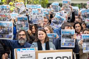 Demonstration Of Journalists And Staff Members Of Le Parisien - Paris AJ
