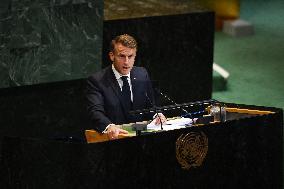 President Macron Recognizes State Of Palestine At UN - NYC