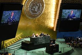President Macron Recognizes State Of Palestine At UN - NYC