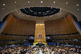 President Macron Recognizes State Of Palestine At UN - NYC
