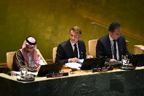President Macron Recognizes State Of Palestine At UN - NYC