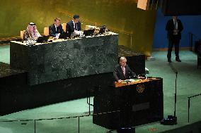 President Macron Recognizes State Of Palestine At UN - NYC