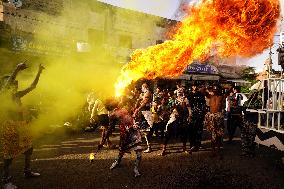 Fire Breather During the Agrasen Jayanti Festival - India