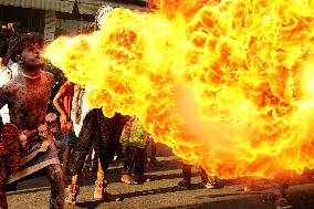 Fire Breather During the Agrasen Jayanti Festival - India
