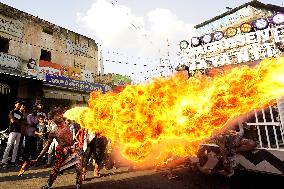 Fire Breather During the Agrasen Jayanti Festival - India