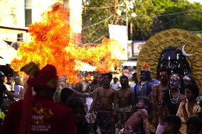 Fire Breather During the Agrasen Jayanti Festival - India