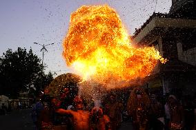 Fire Breather During the Agrasen Jayanti Festival - India