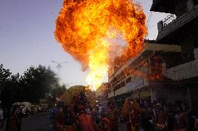 Fire Breather During the Agrasen Jayanti Festival - India