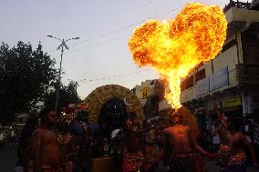 Fire Breather During the Agrasen Jayanti Festival - India