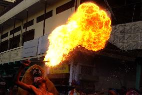Fire Breather During the Agrasen Jayanti Festival - India