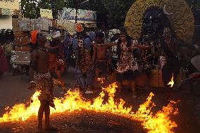 Fire Breather During the Agrasen Jayanti Festival - India