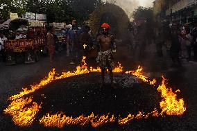 Fire Breather During the Agrasen Jayanti Festival - India