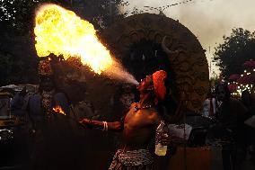 Fire Breather During the Agrasen Jayanti Festival - India