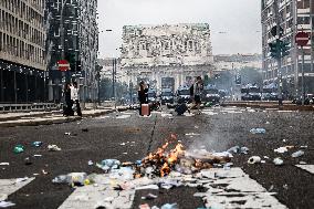 iVolent Clashes During The General Strike for Palestine - Milan