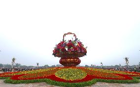 National Day Themed Flower Bed in Beijing