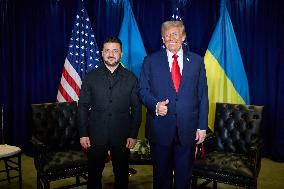 President Trump Meets with Ukrainian President Zelenskyy - NYC