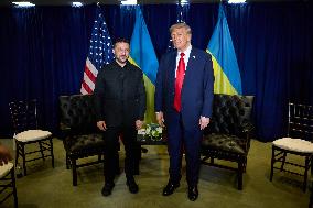 President Trump Meets with Ukrainian President Zelenskyy - NYC