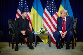 President Trump Meets with Ukrainian President Zelenskyy - NYC
