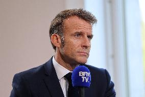 Emmanuel Macron Interviewed On BFMTV - NYC