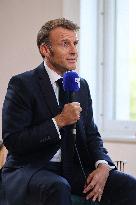 Emmanuel Macron Interviewed On BFMTV - NYC