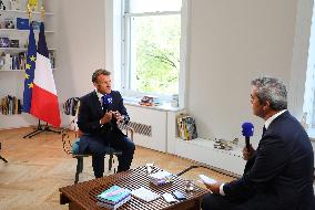 Emmanuel Macron Interviewed On BFMTV - NYC