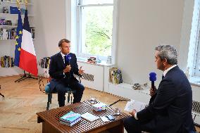 Emmanuel Macron Interviewed On BFMTV - NYC