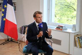 Emmanuel Macron Interviewed On BFMTV - NYC