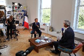 Emmanuel Macron Interviewed On BFMTV - NYC