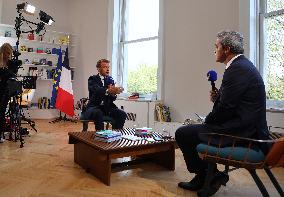 Emmanuel Macron Interviewed On BFMTV - NYC