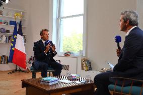 Emmanuel Macron Interviewed On BFMTV - NYC