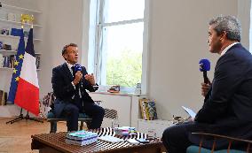 Emmanuel Macron Interviewed On BFMTV - NYC