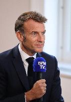 Emmanuel Macron Interviewed On BFMTV - NYC