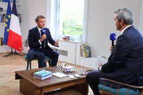 Emmanuel Macron Interviewed On BFMTV - NYC