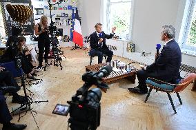 Emmanuel Macron Interviewed On BFMTV - NYC