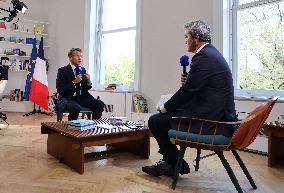 Emmanuel Macron Interviewed On BFMTV - NYC