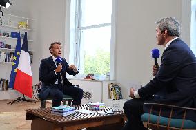 Emmanuel Macron Interviewed On BFMTV - NYC