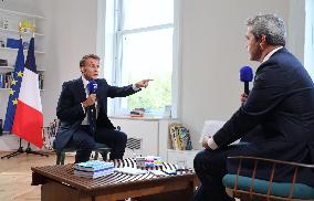 Emmanuel Macron Interviewed On BFMTV - NYC