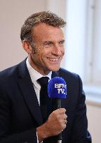 Emmanuel Macron Interviewed On BFMTV - NYC