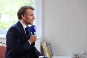 Emmanuel Macron Interviewed On BFMTV - NYC