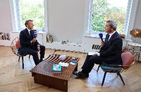 Emmanuel Macron Interviewed On BFMTV - NYC
