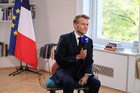 Emmanuel Macron Interviewed On BFMTV - NYC