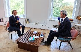 Emmanuel Macron Interviewed On BFMTV - NYC