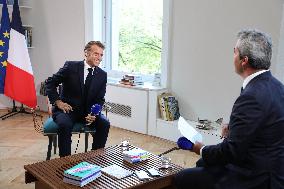Emmanuel Macron Interviewed On BFMTV - NYC