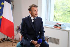 Emmanuel Macron Interviewed On BFMTV - NYC