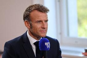 Emmanuel Macron Interviewed On BFMTV - NYC