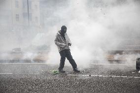 Police Clashes With Protesters At Gaza March Near Central Station - Milan