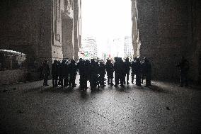 Police Clashes With Protesters At Gaza March Near Central Station - Milan