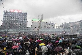 Police Clashes With Protesters At Gaza March Near Central Station - Milan
