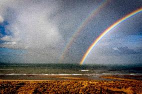 Double Rainbow over Wind Turbines - Rotterdam